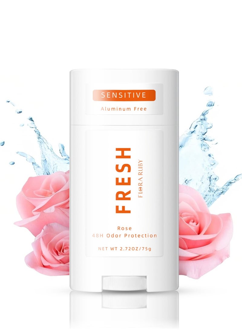 Flora Ruby ستيكر ديودورانت وردي للجسم 75 جم – تحكم في الرائحة لمدة 48 ساعة، خالي من الألومنيوم، رائحة الورد والشمسية، مضاد للعرق للرجال والنساء، مناسب للبشرة الحساسة، نقاء طويل الأمد، مكونات طبيعية، ستيكر ديودورانت بسطح سلس للتطبيق - Image 1